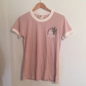 PINK cactus graphic ringer tee